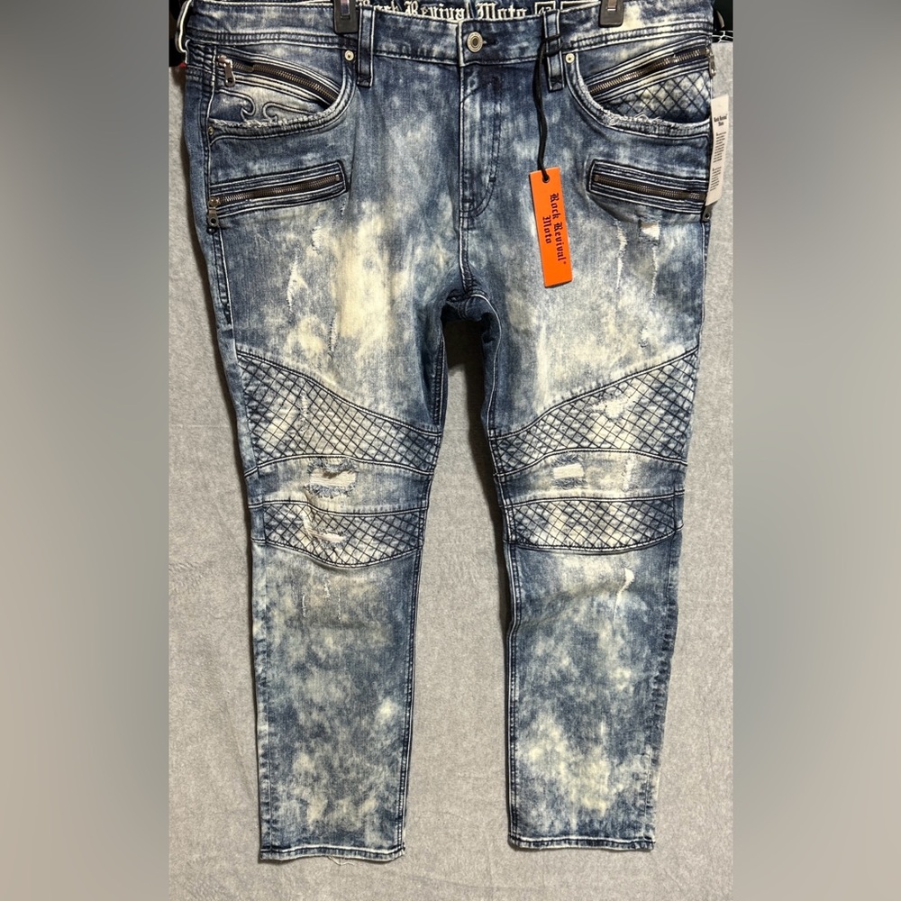 Men's Rock Revival Gayle Size 42x32 Brand New With Tags Biker Jeans